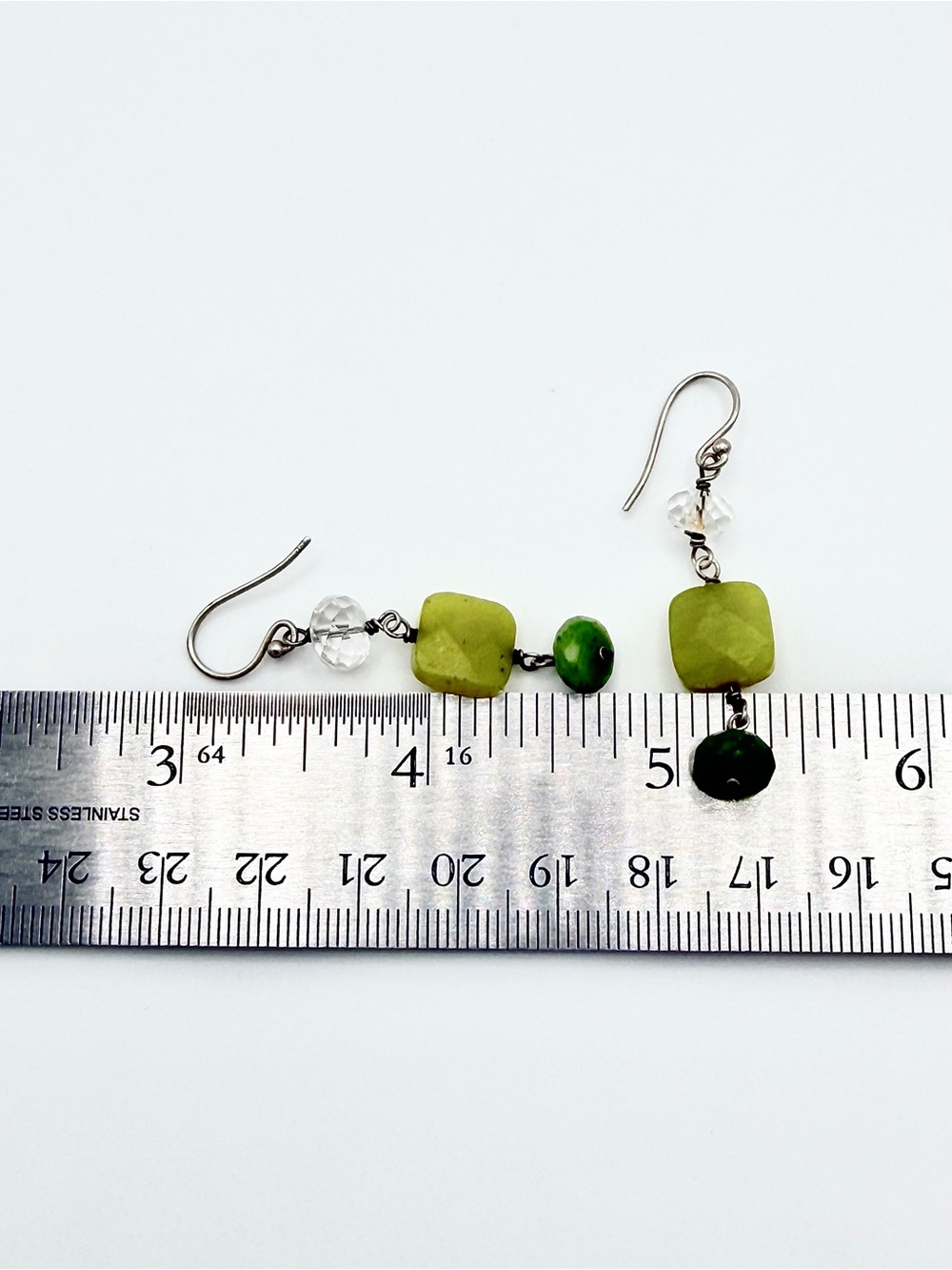 Silpada Sterling Silver Canadian & Olive Jade w/Crystal Bead Drop Earrings - Picture 10 of 11